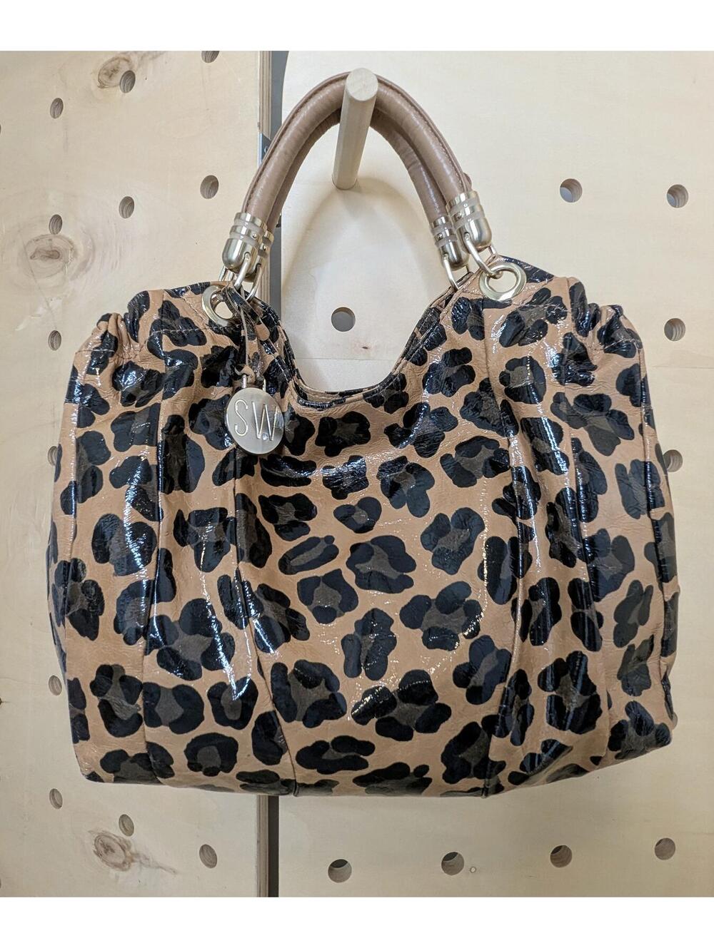 Stuart Weitzman leopard patent leather slouchy hobo bag - dust bag incl.